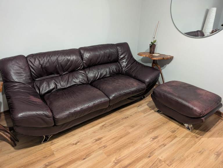 image for Purple Sofa and Pouffe 