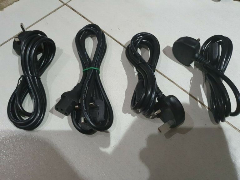 4x UK Random size Kettle Lead C13 PC Computer Power Cable Bundle Set 1