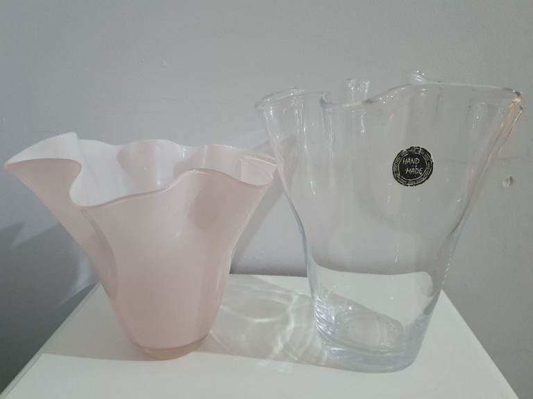 pair of handkerchief style glass vases