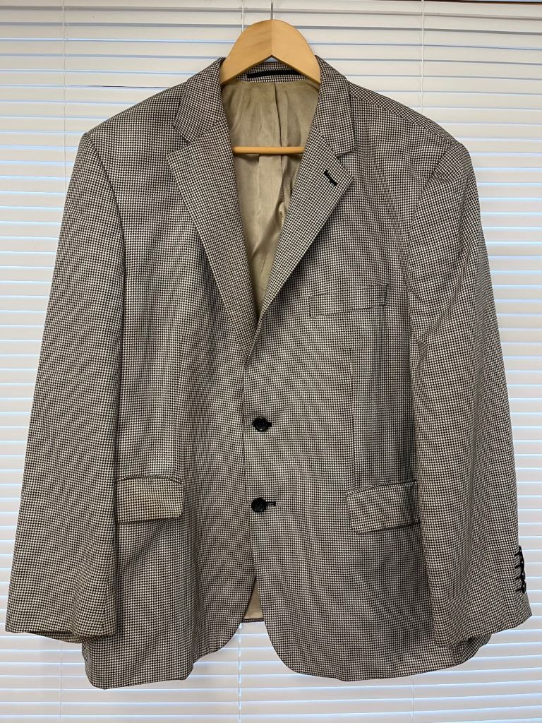 Men's Black and Grey Striped Wellington Blazer Suit Jacket