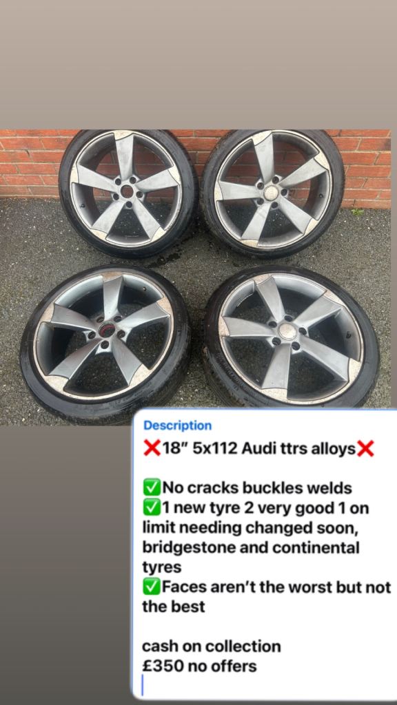 18” Audi ttrs alloys