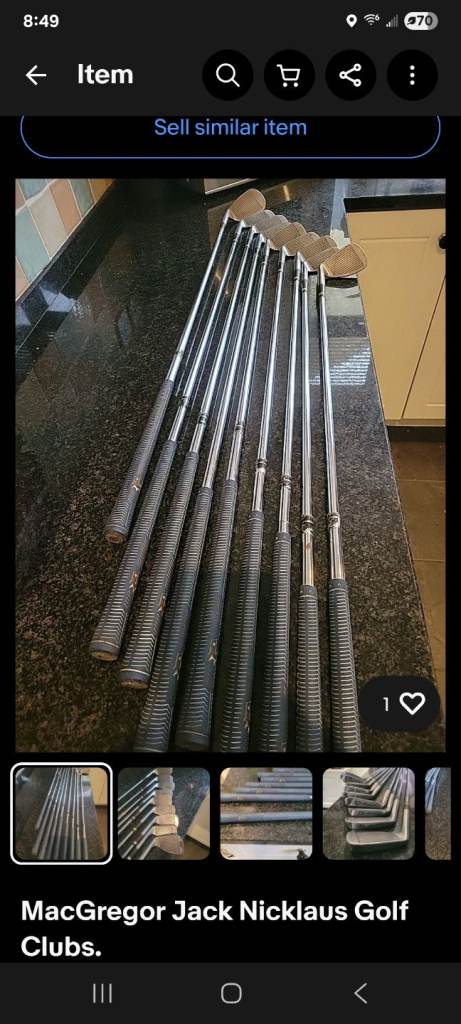 Golf clubs,Selection of irons, putters. 