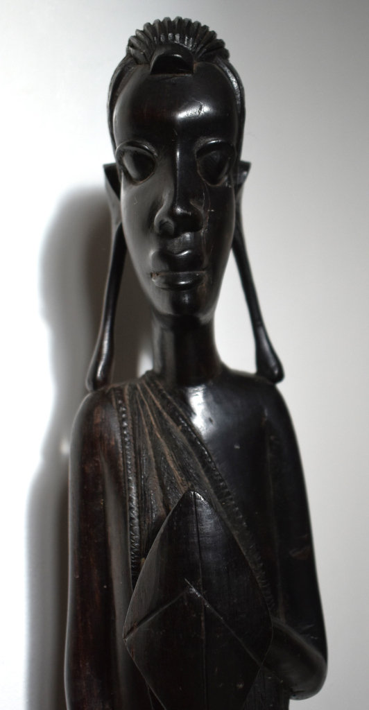 Vintage African Carved Wood Tribal Figure Tall Statue Ethnographic Collectible Nigeria