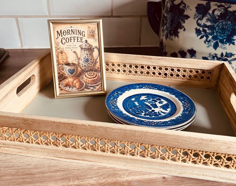 Lovely blue and white kitchen display bundle with a cosy vintage-inspired feel