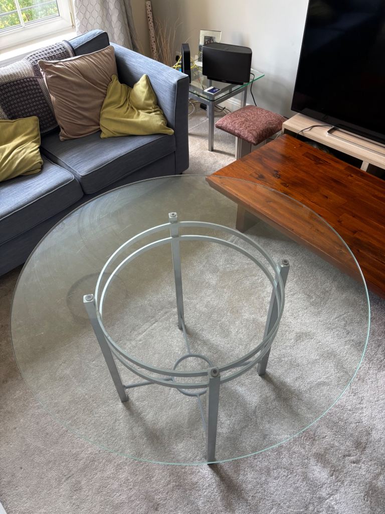 Glass top dining room table 