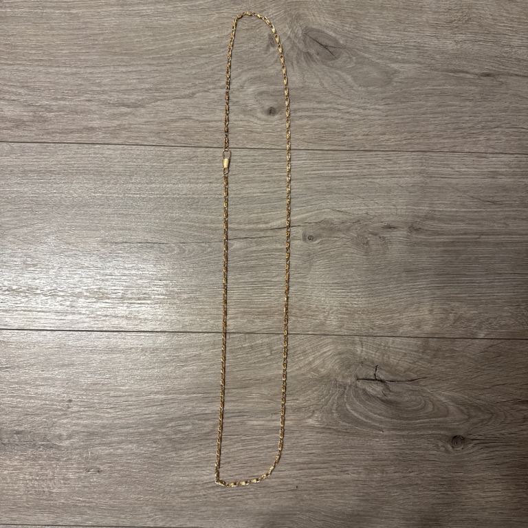 Vintage Gold Tone Pocket Watch Chain S-Link Scroll Chain with Dog Clip Clasp - 18” 