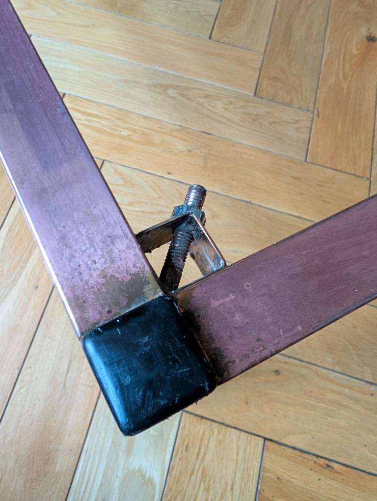 Stylish copper and glass coffee table