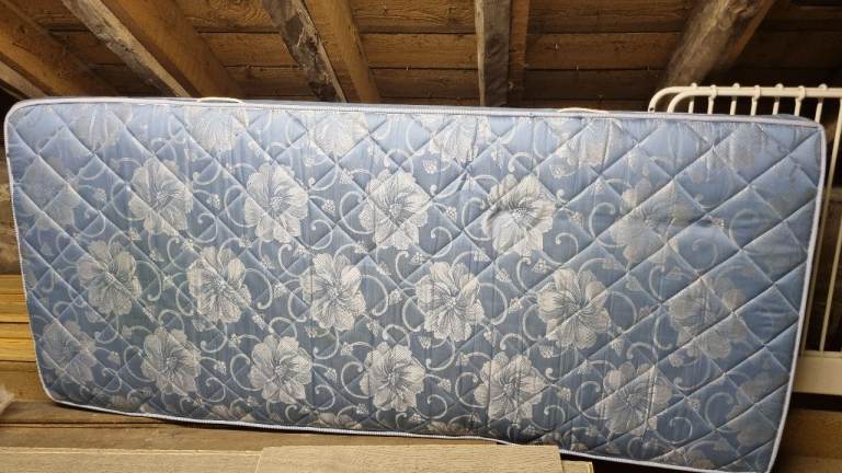 Single Bed Mattress - Blue Floral Pattern, Very Good Condition