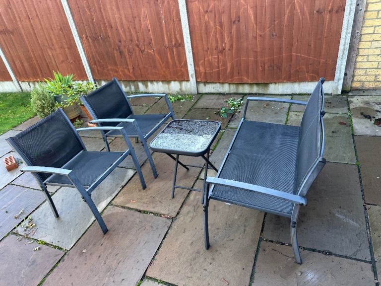 image for Free Outdoor 4 seater, 2 chairs 1 seating bench and small table 