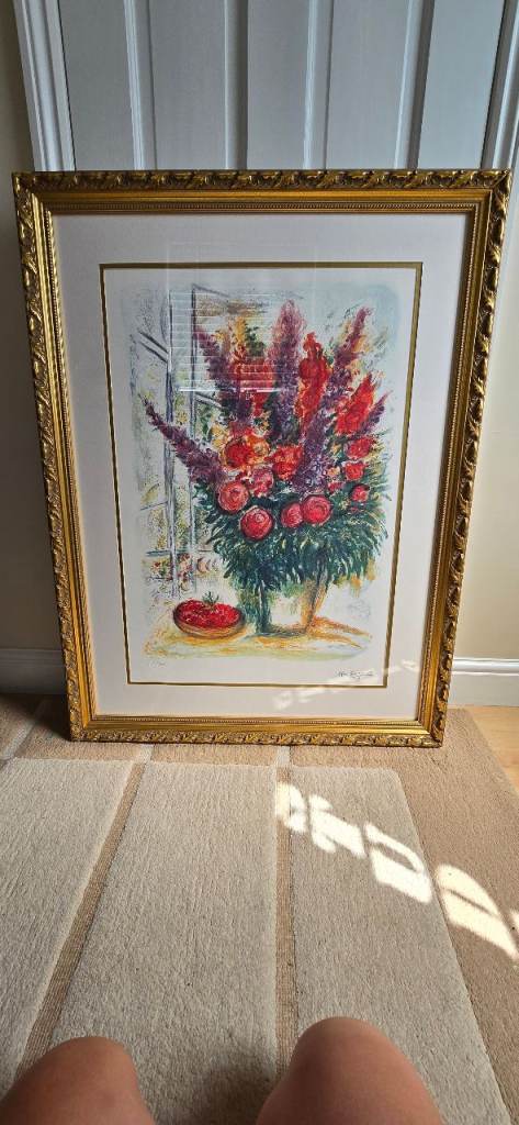 Marc Chagall "Bouquet & Bowl of Cherries" Limited Edition Offset Lithograph