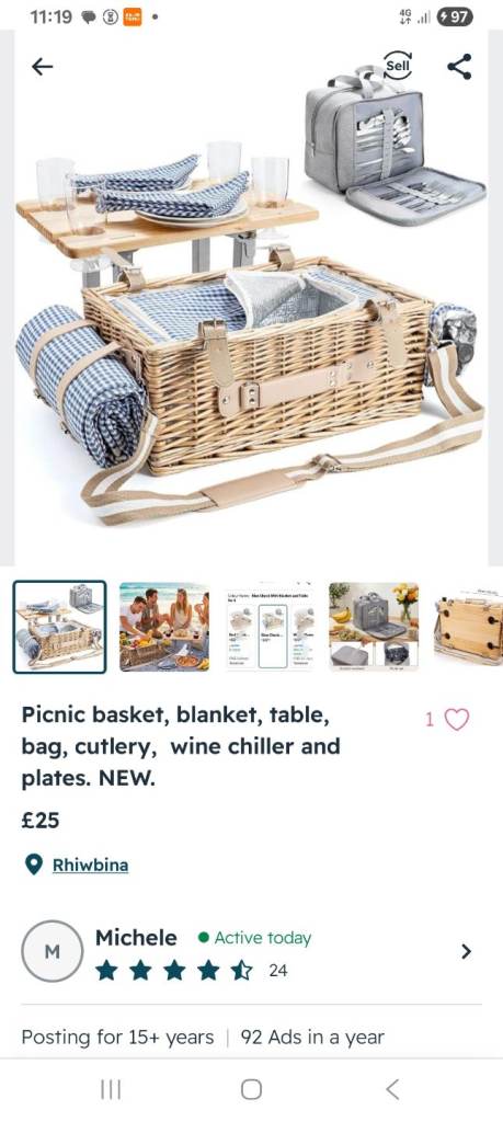 Luxury Picnic hamper, table, wine cooler, blanket etc