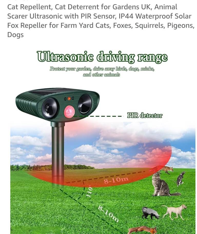 Cat repellent and deterrent for gardens