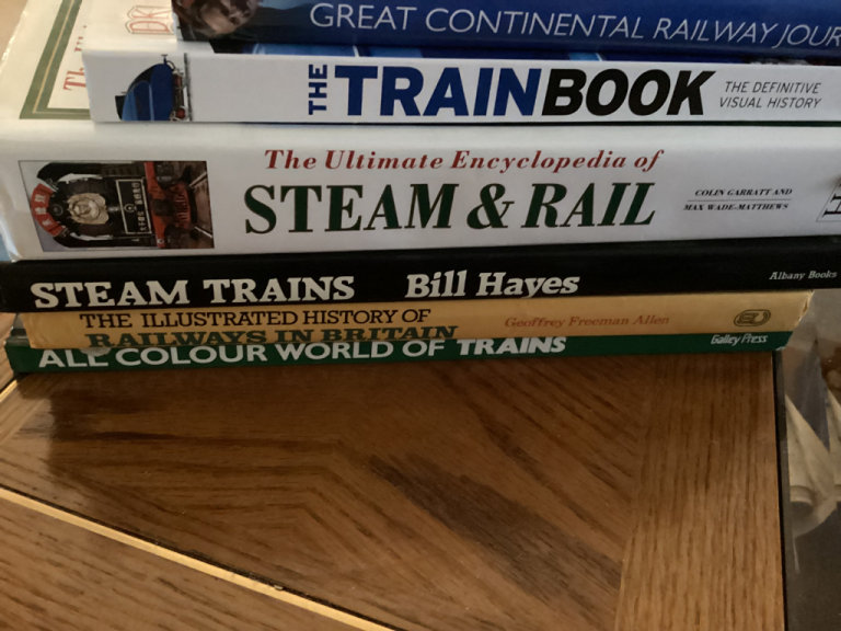 6 hard back railway books 