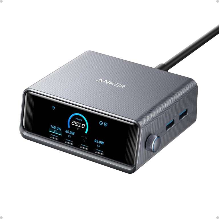 Anker Prime 250W USB C Charger, Ultra-Fast 6-Port GaN Charging Station
