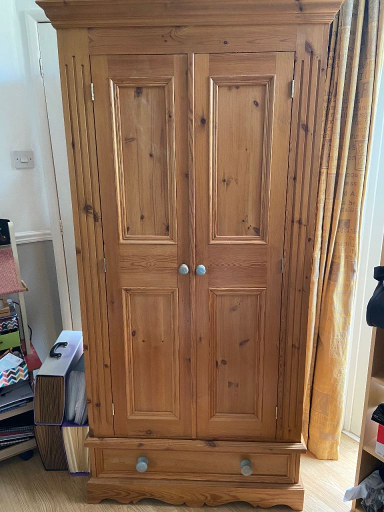 Solid Pine Wardrobe with Drawer – Good Condition