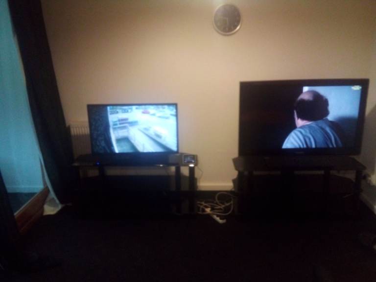 tv unit 3 tier glass black gloss fits up to 50 inch