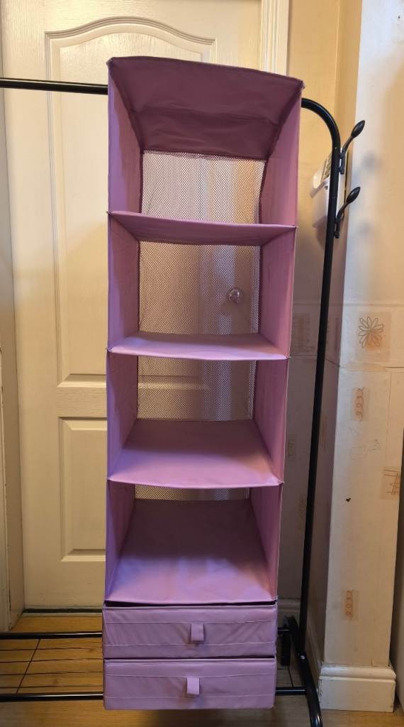 Pink 6 tier hanging storage / wardrobe organiser