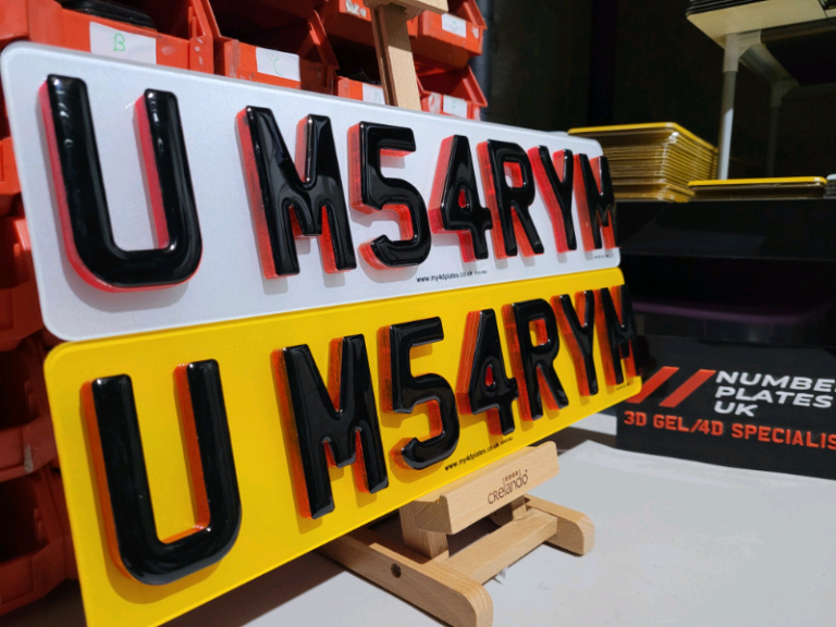 9mm Neon Red 4D Black Gel Car Number Plates