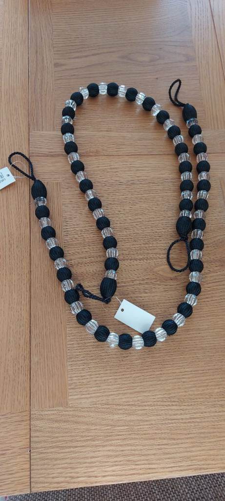 Black curtain tie backs -new