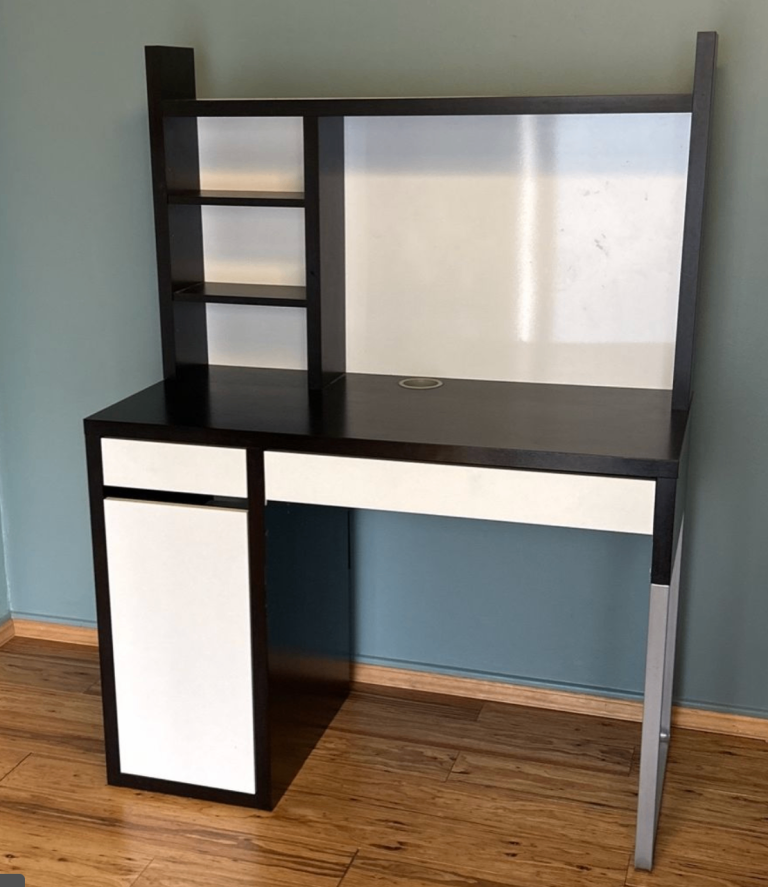 IKEA MICKE Computer Desk Black-Brown white 105x50cm Drawer & Cupboard + shelves
