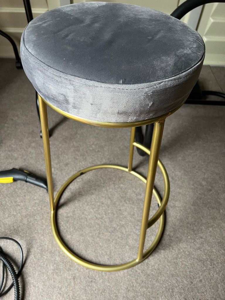 Grey and brass bar stool excellent condition 