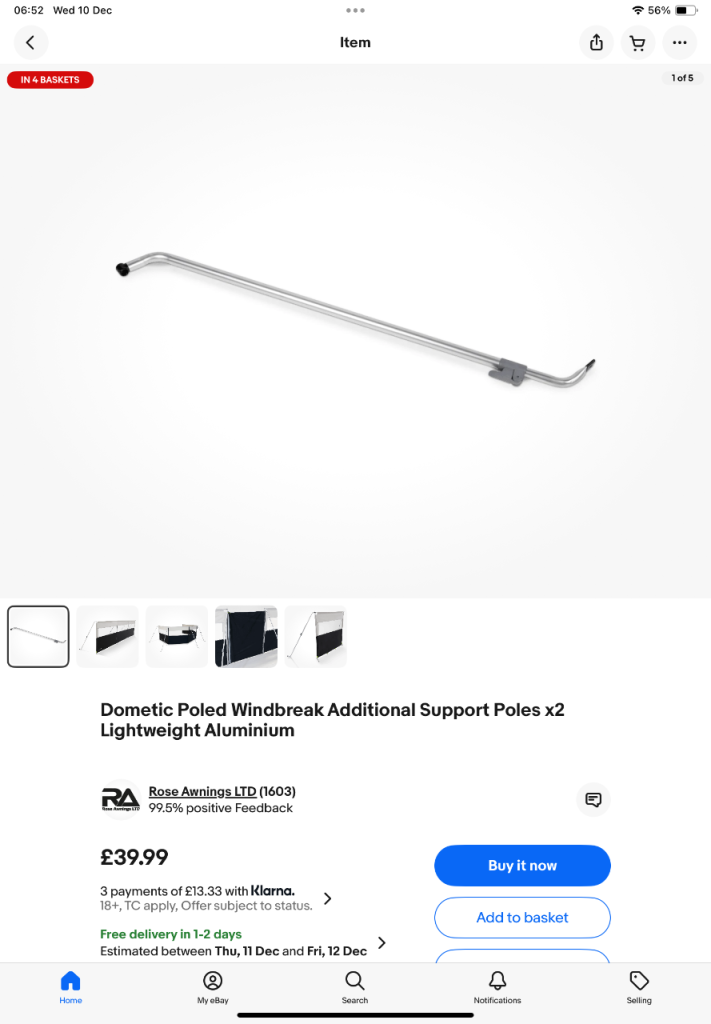 Dometic /Kampa wind break supports 