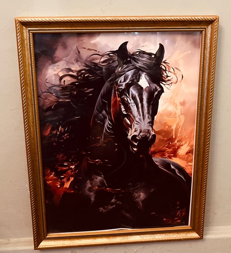 Wild Black Horse Framed Print – 45 x 35cm