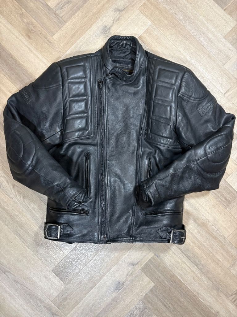Belstaff Men’s Heavyweight Genuine Leather Biker Jacket – Black – IT 48 / UK Medium