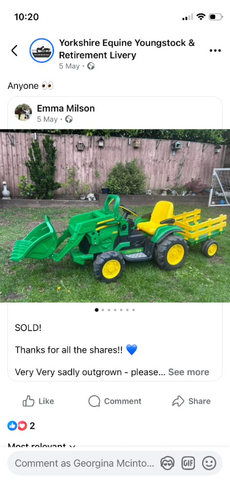 Wantedchildrens John deer tractor and trailer battery operated lll