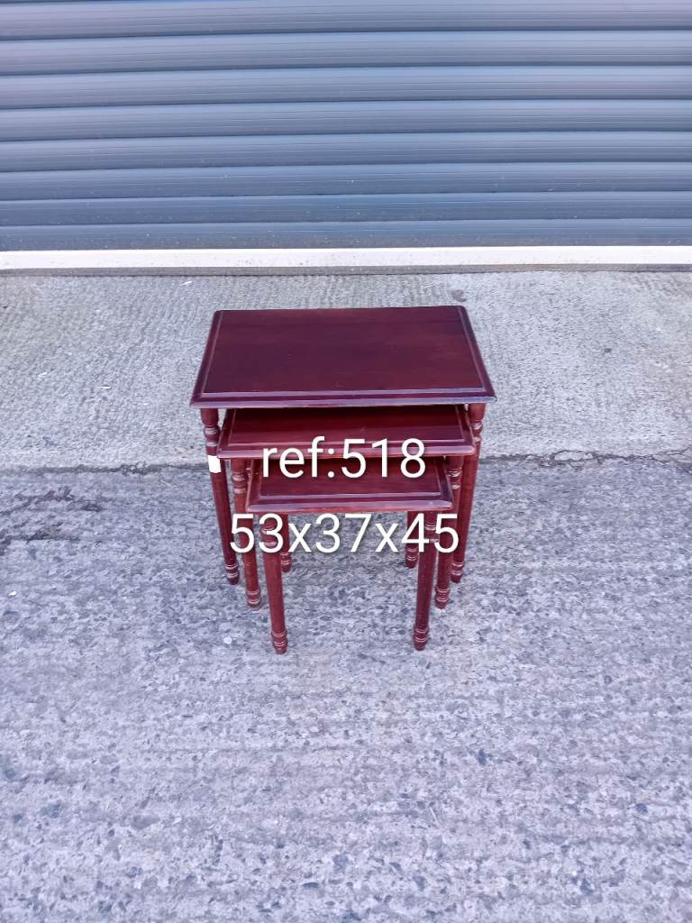Rubberwood nest of 3 tables, Ref:518