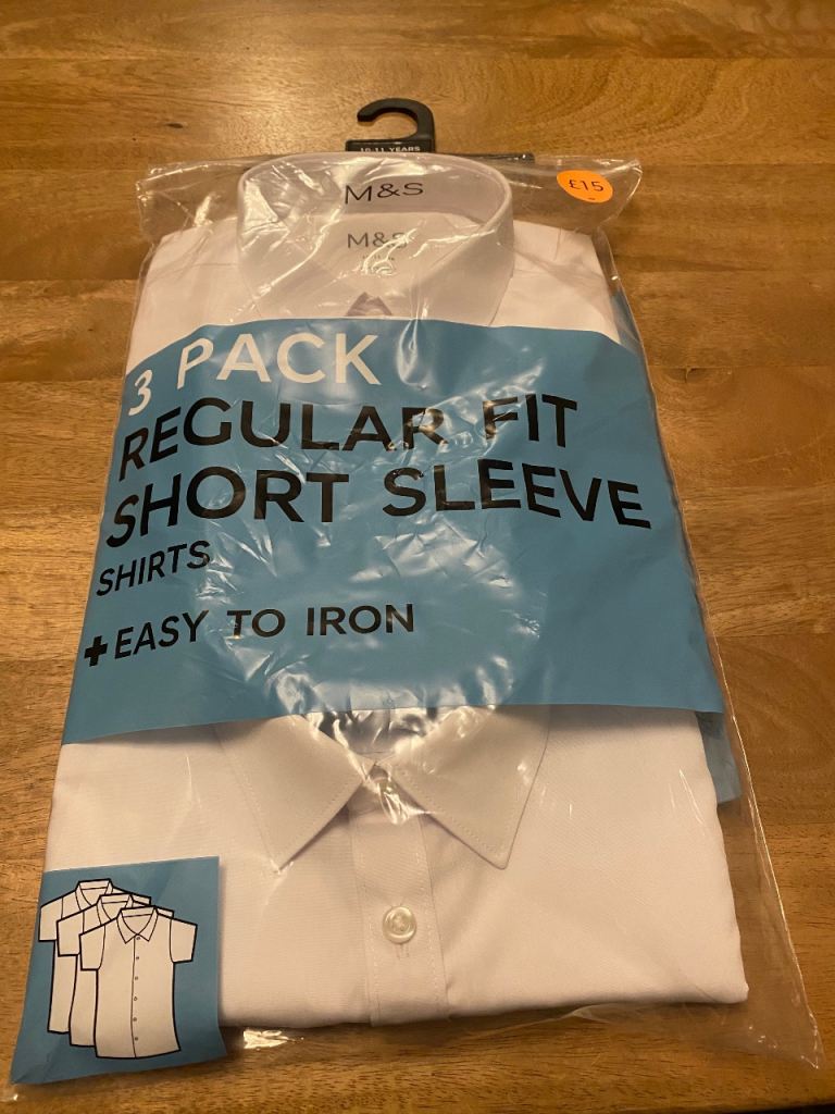 3 Pack Regular Fit Short Sleeve Shirts 10-11 years