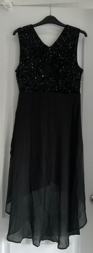 BRAND NEW - V Neck Black Sparkling Sequin Sleeveless Evening Dress