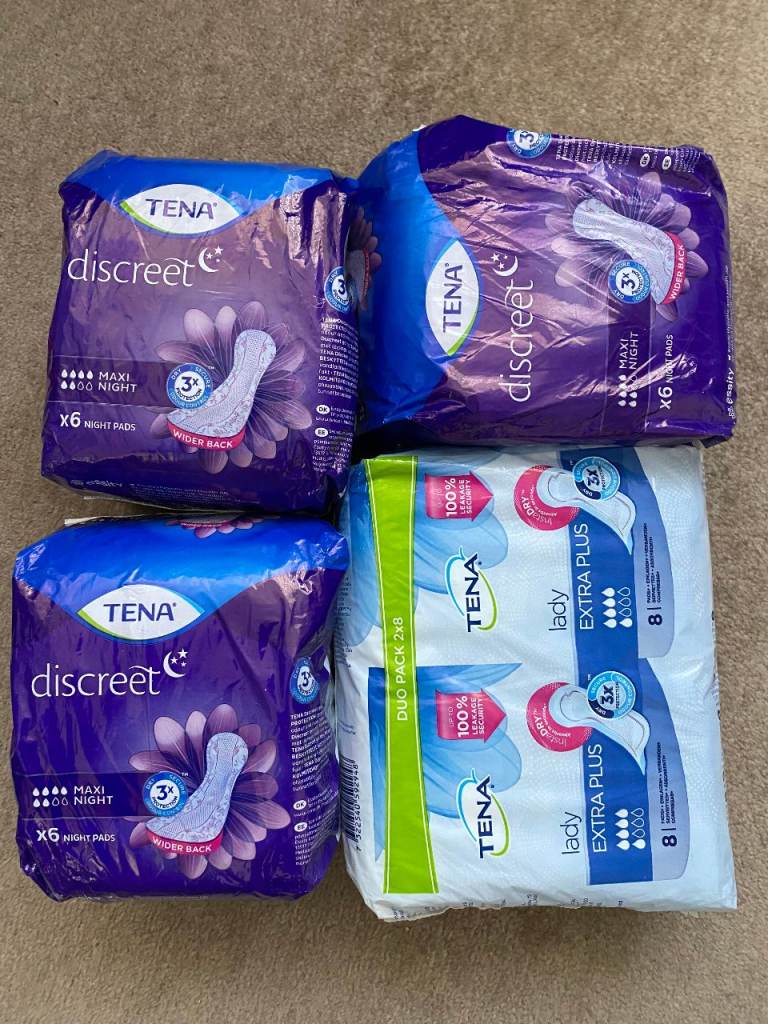TENA discreet x6(3 packs) + TENA lady Extra plus x16(1 pack) + Kotex pads x16(7packs) All Brand New 