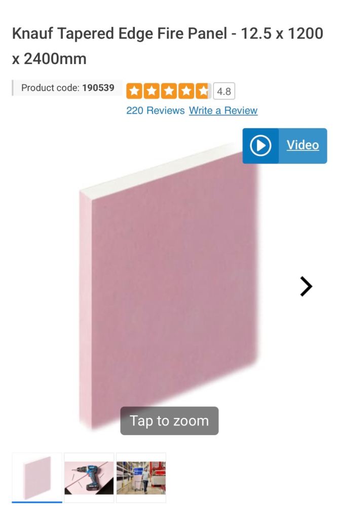 *FREE* Knauf Tapered Edge Fire Panel - 12.5 x 1200 x 2400mm