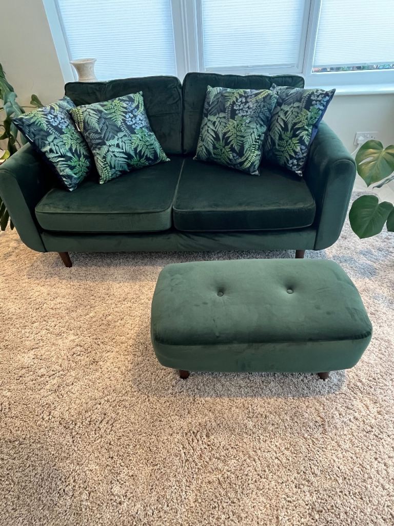 2 seater sofa with footstool 