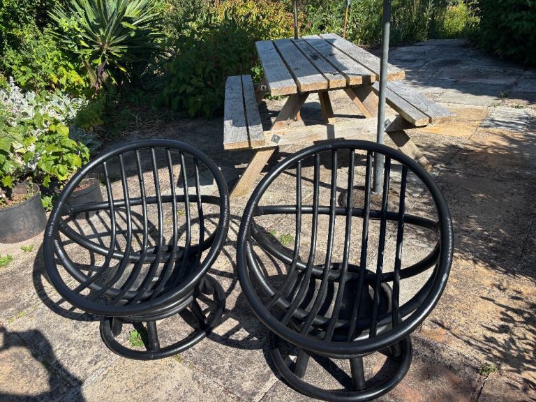 Two Angraves Wicker swivel chaits