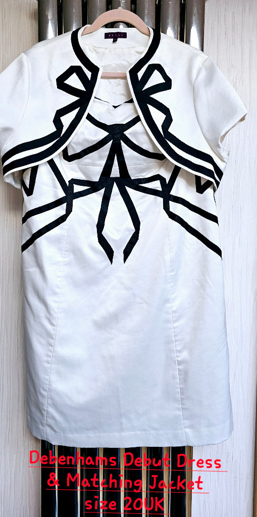 Smart Formal Ivory Dress & Matching Bolero Jacket Size 20UK Debenhams Debut