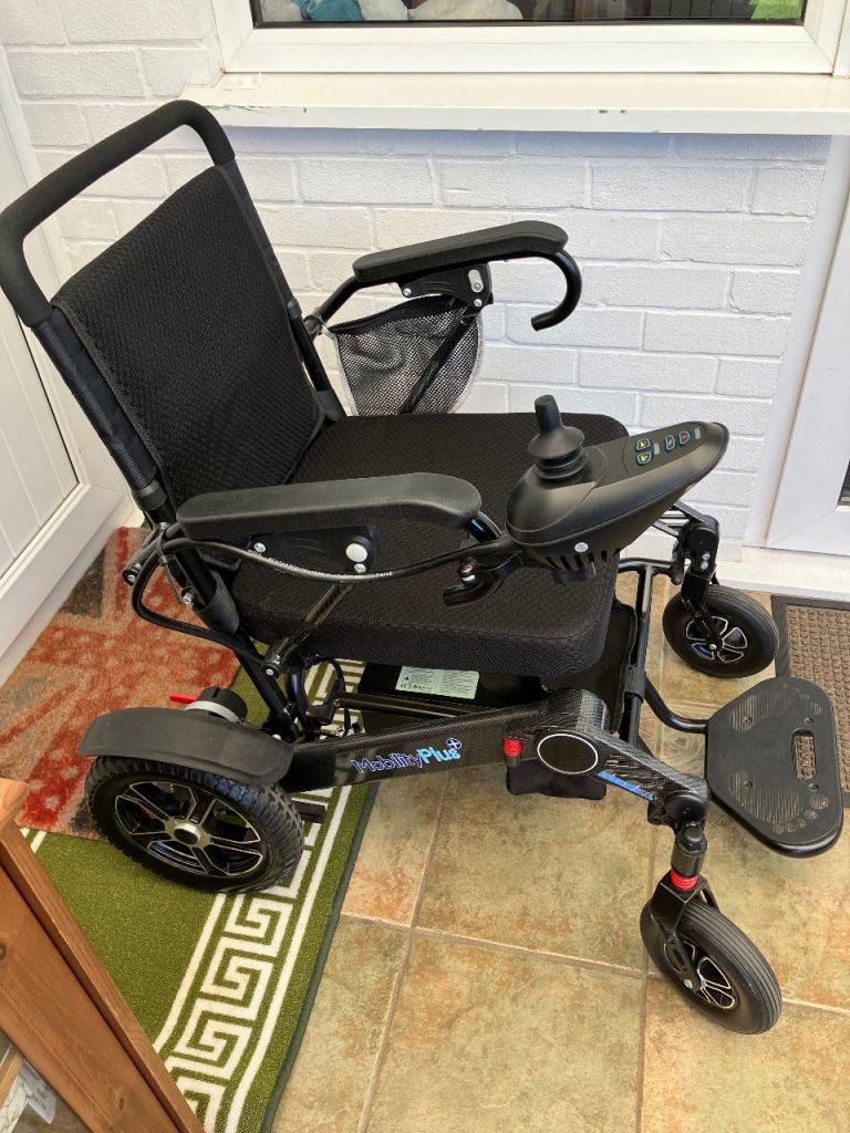 Mobility Plus+ Ultra-Light Ranger XL folding electric wheelchair. Max weight load 160kg/25stone