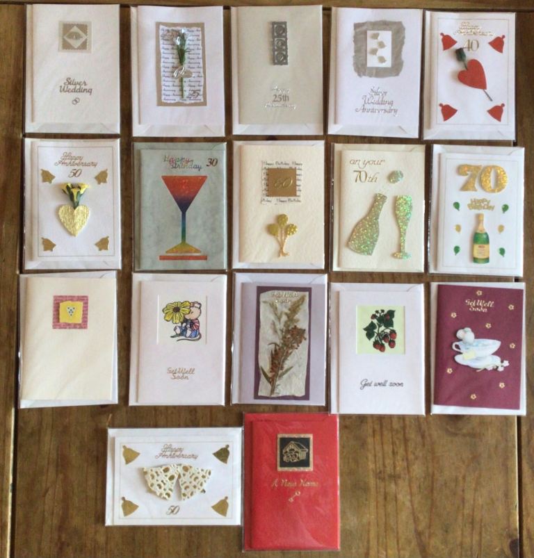 17 Assorted Handmade Greeting Cards Wedding Anniversary, Age Birthday, GWS, New Home