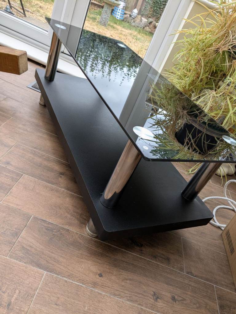 Modern Black Glass TV Stand – Good Condition
