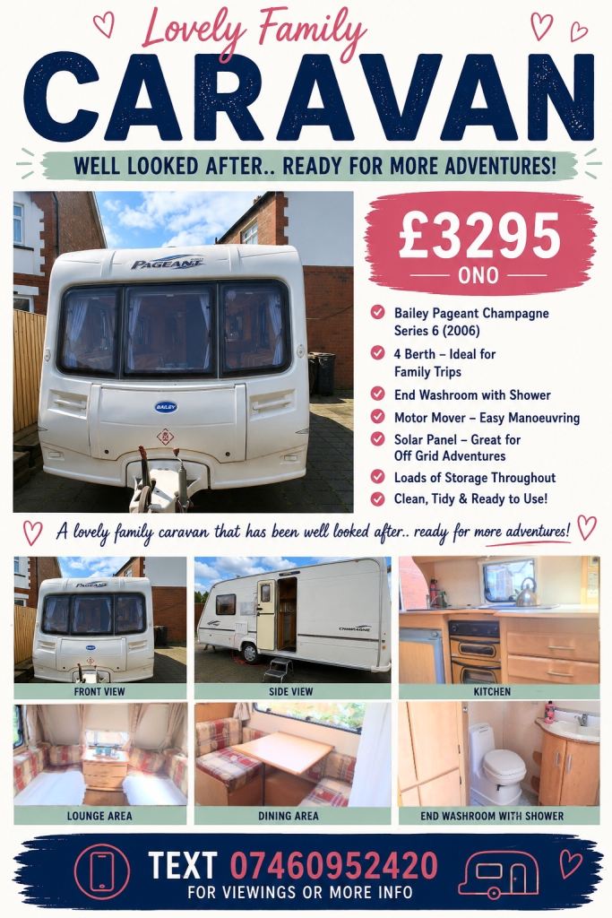 Bailey Pageant Champagne Series 6 2006 – 4 Berth Caravan – Motor Mover & Solar Panel