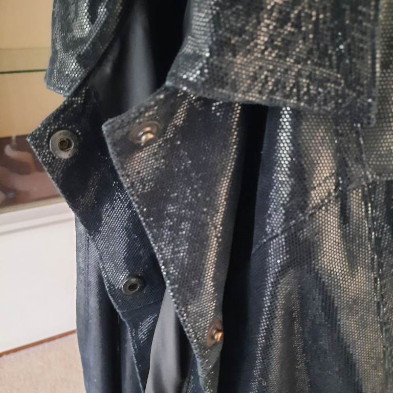 Navy blue real leather shacket/jacket