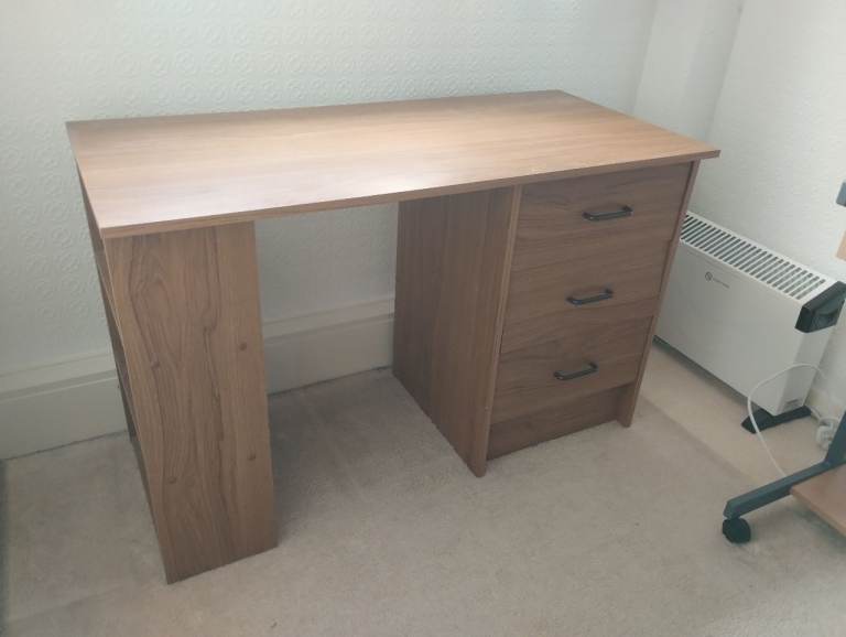 Oak Effect Desk with Drawers