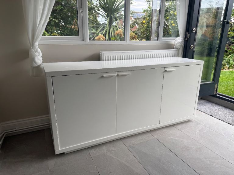 Large white high gloss solid sideboard 