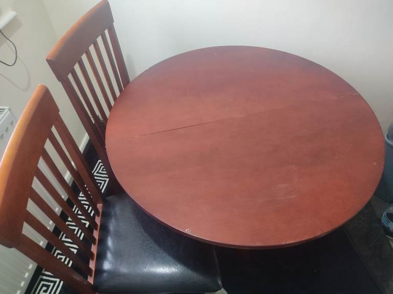 Mahogany Drop Leaf Dining Table with Two Chairs