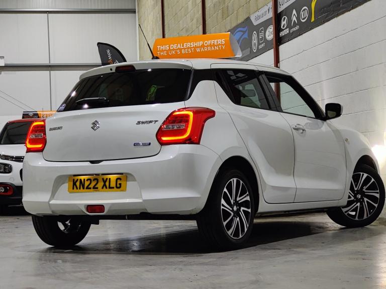SUZUKI SWIFT; 1.2 PETROL HYBRID; 82BHP; SZ-L; 5 DOOR; MANUAL; WHITE; 57.9 MPG;