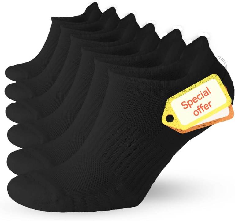 Large Size 9-12 Trainer Socks Cushioned Anti-Blister Ankle Socks Breathable Sports Athletic 6 Pairs