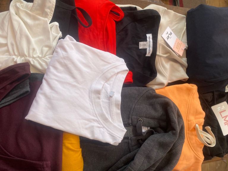Selection of NEW Men's T-Shirts, Hoodies & Trousers – Various Colours