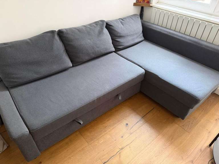 Grey Corner Sofa Bed with Storage – Good Condition
