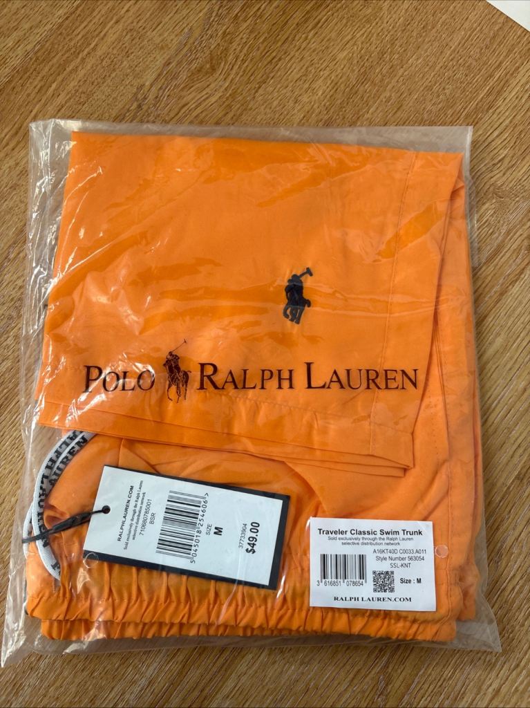 Polo Ralph Lauren Traveler Classic Swim Shorts Orange Size M BNWT